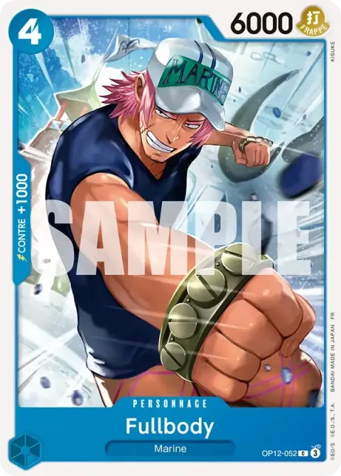 Carte One Piece Fullbody OP12-052, extension Deck bleu Kuzan