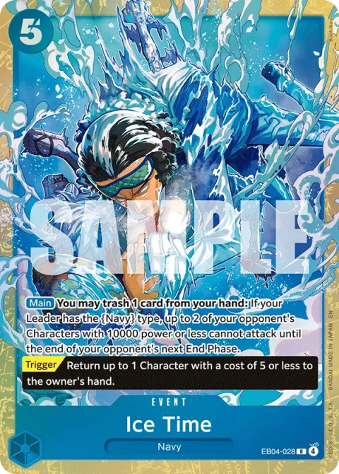 Carte One Piece Ice Time EB04-028 · parallèle, extension Deck bleu Kuzan