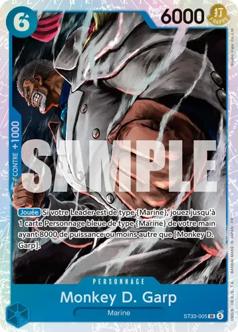 Carte One Piece Monkey D. Garp ST33-005, extension Deck bleu Kuzan