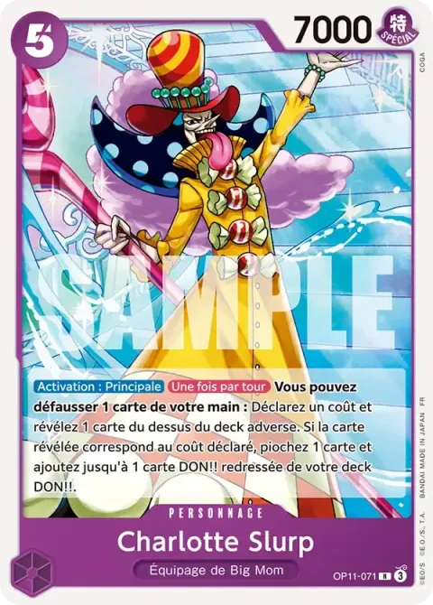 Carte One Piece Charlotte Slurp OP11-071, extension Deck violet Charlotte Katakuri