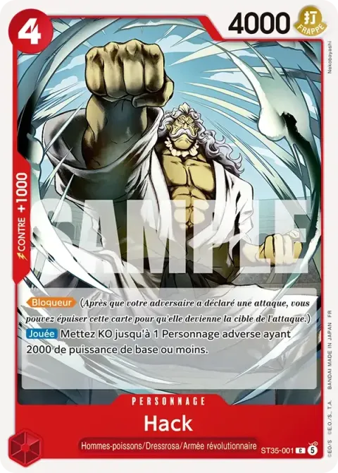 Carte One Piece Hack ST35-001, extension Deck rouge/noir Sabo
