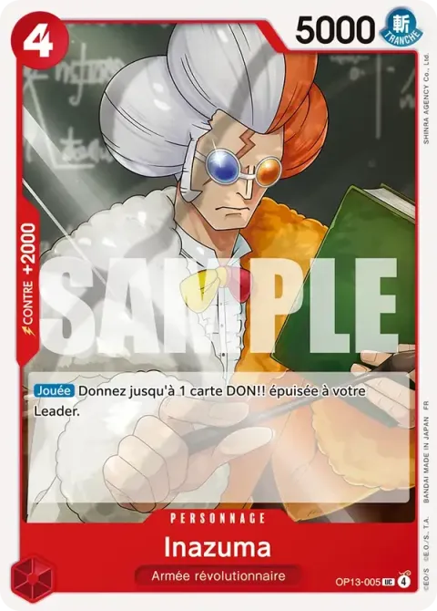 Carte One Piece Inazuma OP13-005, extension Deck rouge/noir Sabo