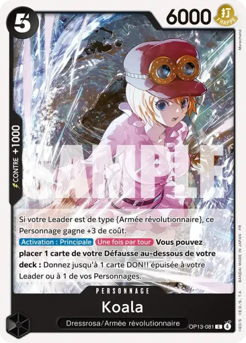 Carte One Piece Koala OP13-081, extension Deck rouge/noir Sabo