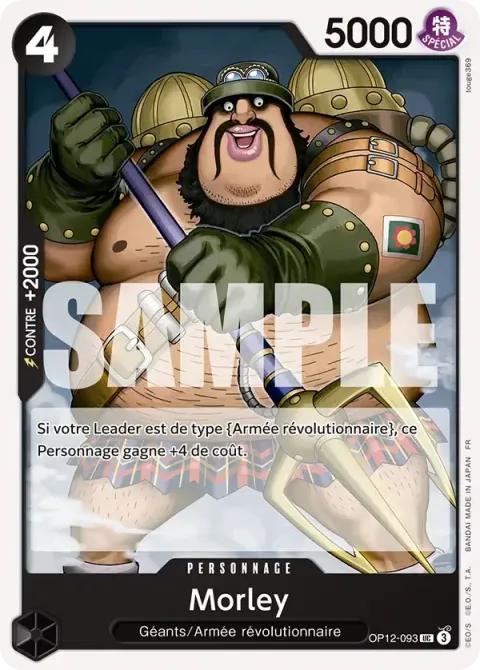 Carte One Piece Morley OP12-093, extension Deck rouge/noir Sabo