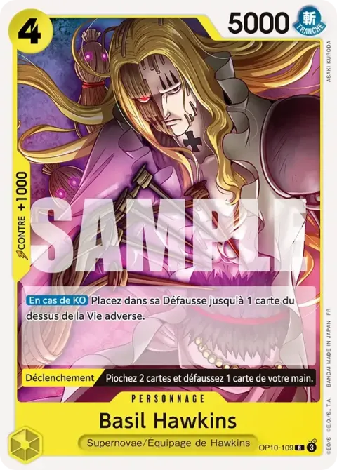 Carte One Piece Basil Hawkins OP10-109, extension Deck jaune Eustass « Captain » Kidd