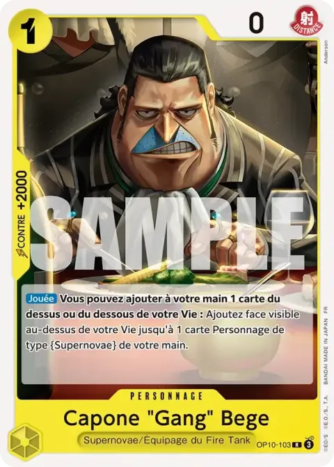 Carte One Piece Capone « Gang » Bege OP10-103, extension Deck jaune Eustass « Captain » Kidd