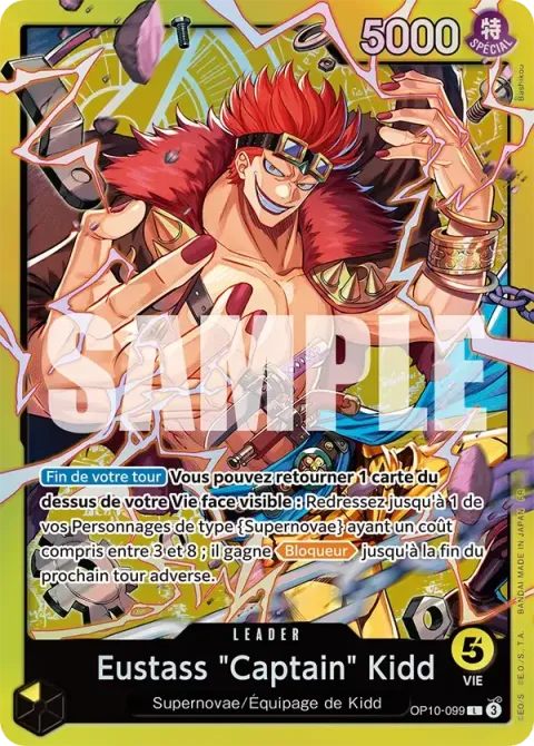 Carte One Piece Eustass « Captain » Kidd OP10-099 · parallèle 2, extension Deck jaune Eustass « Captain » Kidd