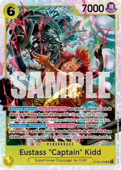 Carte One Piece Eustass « Captain » Kidd ST36-005, extension Deck jaune Eustass « Captain » Kidd