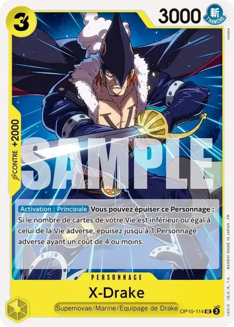 Carte One Piece X-Drake OP10-114, extension Deck jaune Eustass « Captain » Kidd