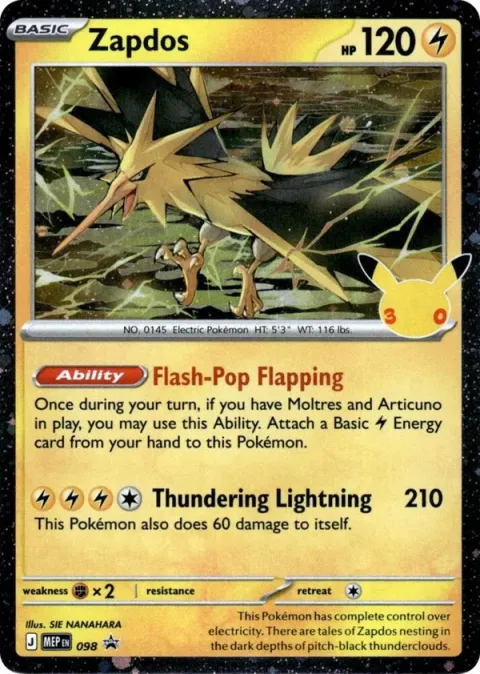 Carte Pokémon Électhor Promo 098, extension Pokémon 30e Anniversaire