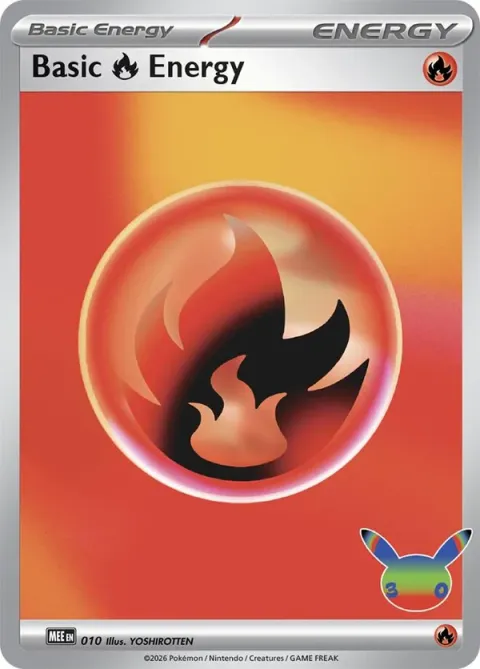 Carte Pokémon Énergie Feu Énergie de base, extension Pokémon 30e Anniversaire