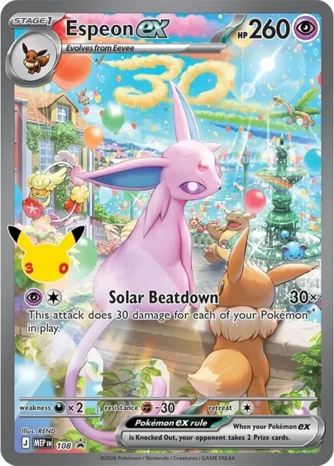 Carte Pokémon Mentali-ex Promo 108, extension Pokémon 30e Anniversaire