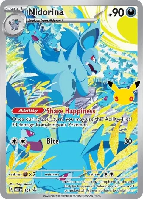 Carte Pokémon Nidorina Promo 101, extension Pokémon 30e Anniversaire