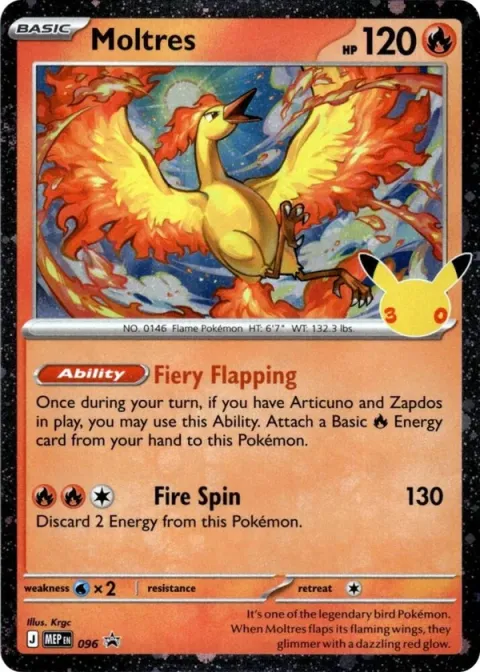 Carte Pokémon Sulfura Promo 096, extension Pokémon 30e Anniversaire