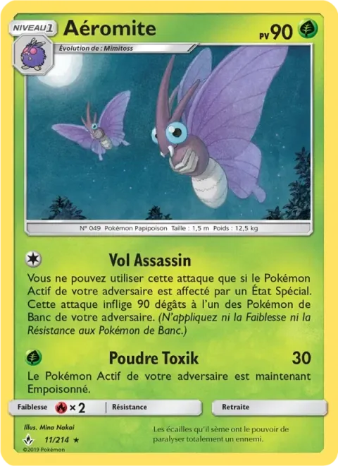 Carte Pokémon Aéromite 011/214, extension Alliance Infaillible