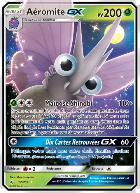 Carte Pokémon Aéromite GX 012/214, extension Alliance Infaillible