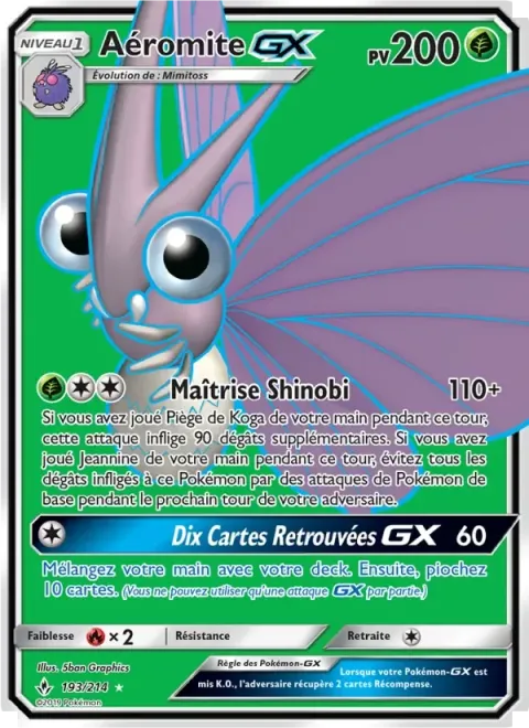 Carte Pokémon Aéromite GX 193/214, extension Alliance Infaillible