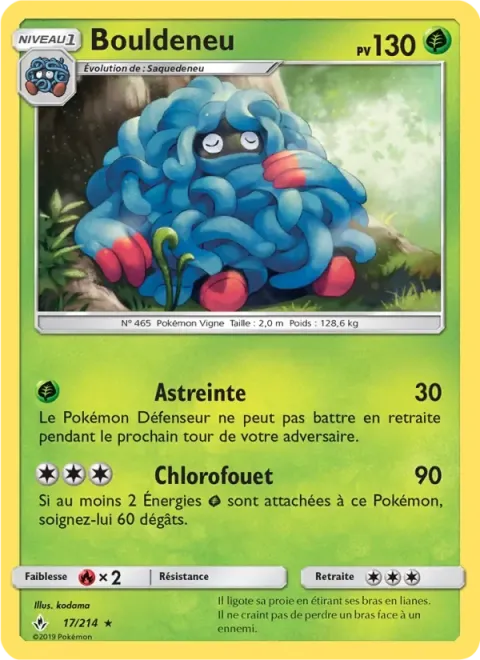Carte Pokémon Bouldeneu 017/214, extension Alliance Infaillible