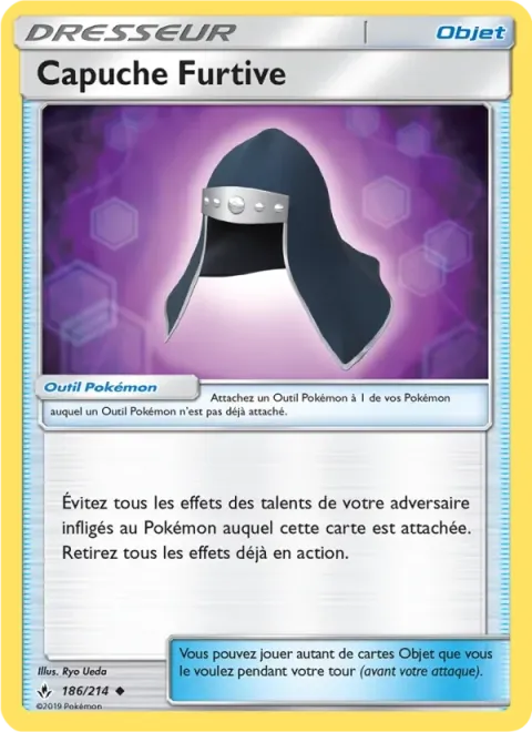 Carte Pokémon Capuche Furtive 186/214, extension Alliance Infaillible