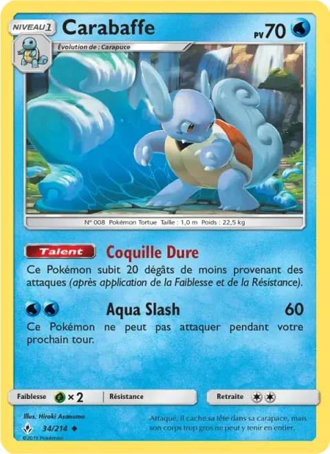 Carte Pokémon Carabaffe 034/214, extension Alliance Infaillible