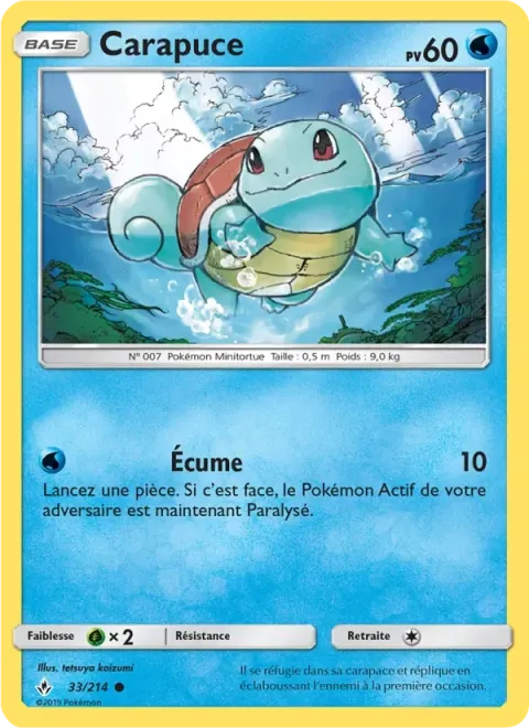 Carte Pokémon Carapuce 033/214, extension Alliance Infaillible
