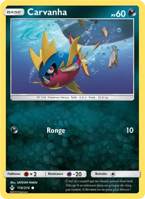 Carte Pokémon Carvanha 110/214, extension Alliance Infaillible