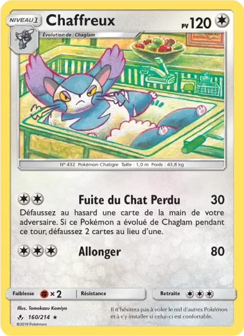 Carte Pokémon Chaffreux 160/214, extension Alliance Infaillible
