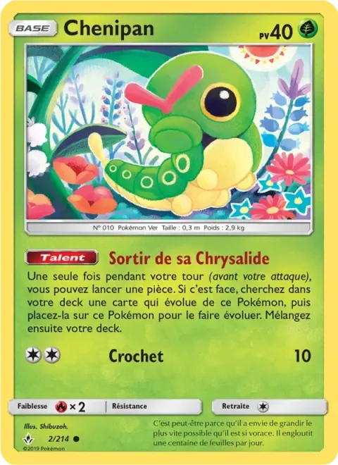 Carte Pokémon Chenipan 002/214, extension Alliance Infaillible