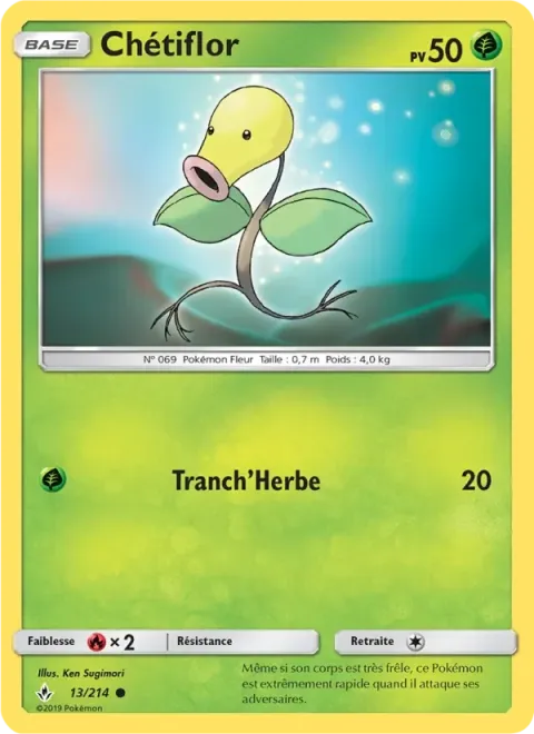 Carte Pokémon Chétiflor 013/214, extension Alliance Infaillible