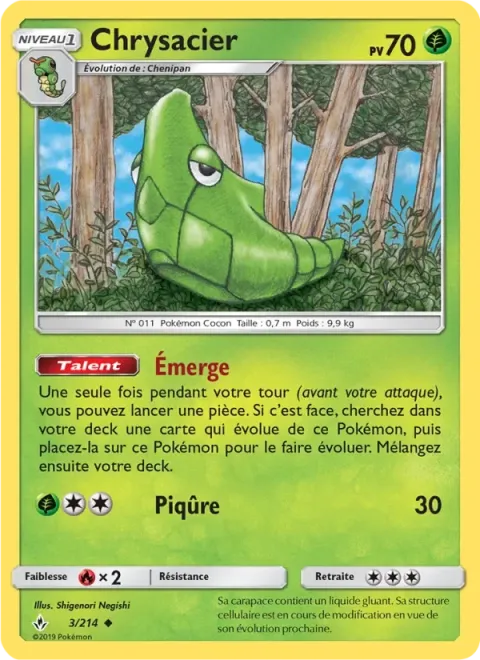 Carte Pokémon Chrysacier 003/214, extension Alliance Infaillible