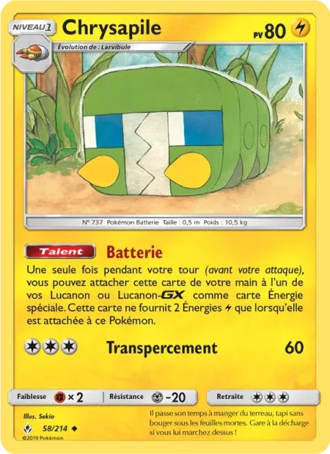 Carte Pokémon Chrysapile 058/214, extension Alliance Infaillible