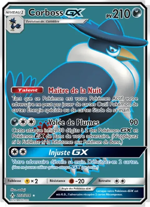Carte Pokémon Corboss GX 202/214, extension Alliance Infaillible