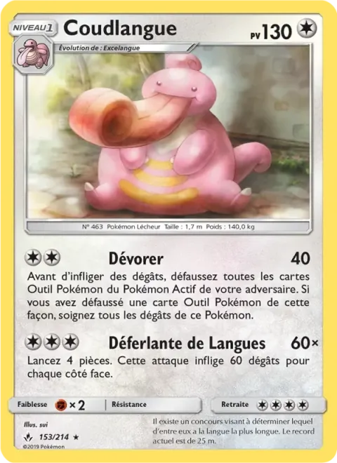 Carte Pokémon Coudlangue 153/214, extension Alliance Infaillible