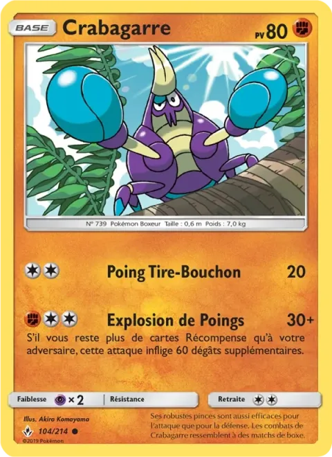 Carte Pokémon Crabagarre 104/214, extension Alliance Infaillible