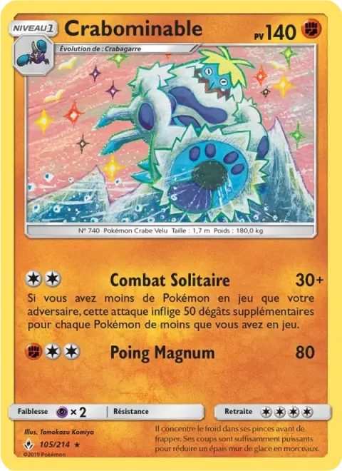 Carte Pokémon Crabominable 105/214, extension Alliance Infaillible