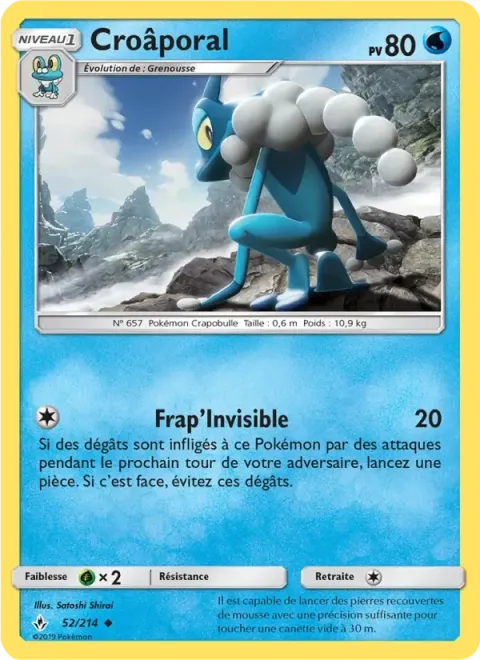 Carte Pokémon Croâporal 052/214, extension Alliance Infaillible