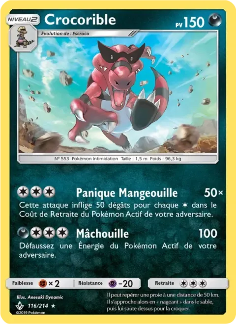 Carte Pokémon Crocorible 116/214, extension Alliance Infaillible