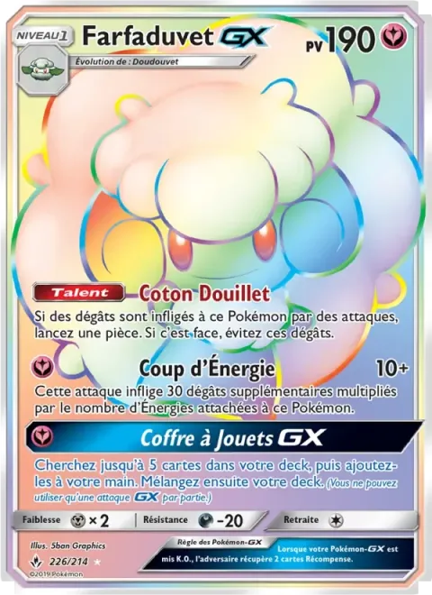 Carte Pokémon Farfaduvet GX 226/214, extension Alliance Infaillible