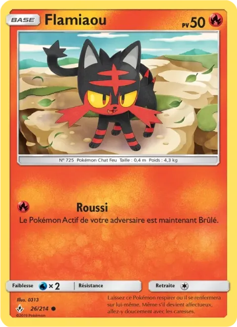 Carte Pokémon Flamiaou 026/214, extension Alliance Infaillible