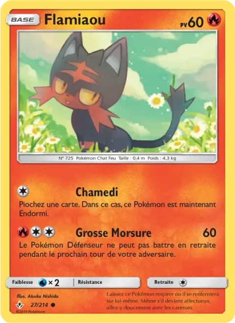 Carte Pokémon Flamiaou 027/214, extension Alliance Infaillible