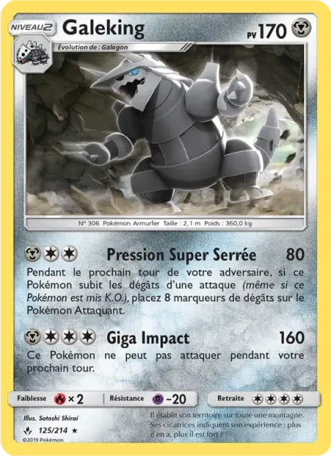 Carte Pokémon Galeking 125/214, extension Alliance Infaillible