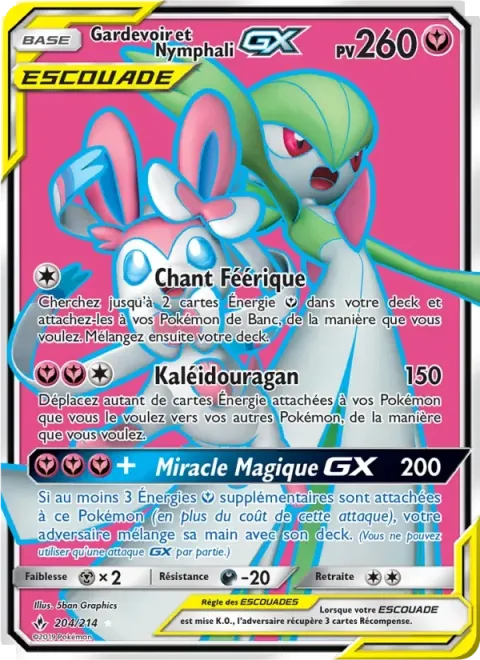 Carte Pokémon Gardevoir et Nymphali GX 204/214, extension Alliance Infaillible