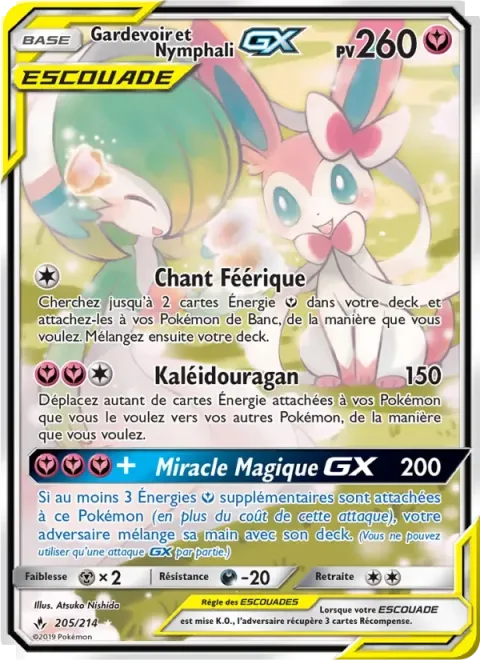 Carte Pokémon Gardevoir et Nymphali GX 205/214, extension Alliance Infaillible