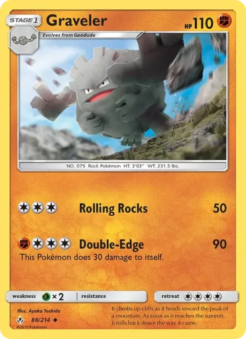 Carte Pokémon Gravalanch 088/214, extension Alliance Infaillible