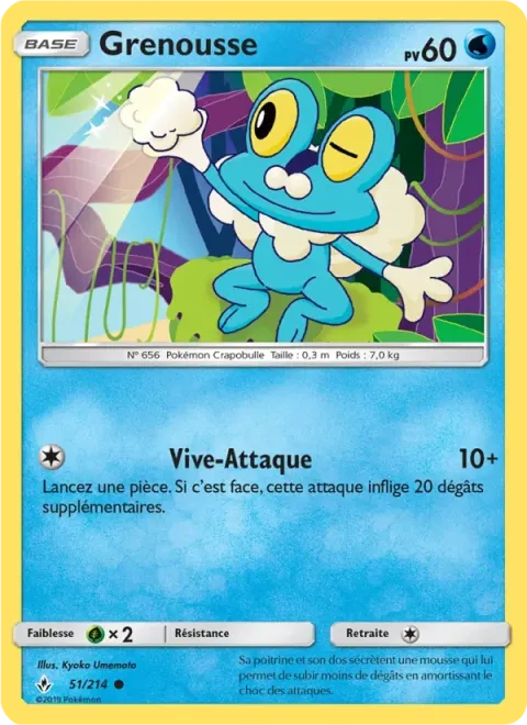 Carte Pokémon Grenousse 051/214, extension Alliance Infaillible