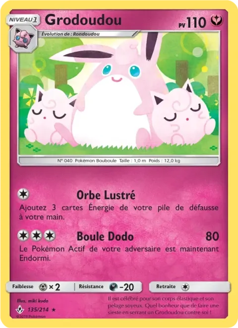 Carte Pokémon Grodoudou 135/214, extension Alliance Infaillible