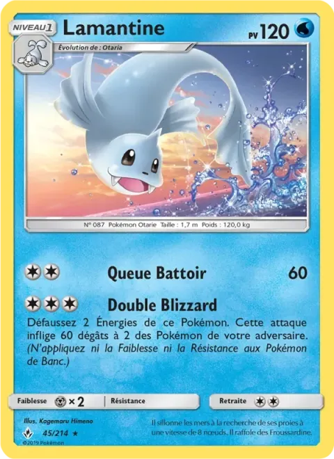 Carte Pokémon Lamantine 045/214, extension Alliance Infaillible