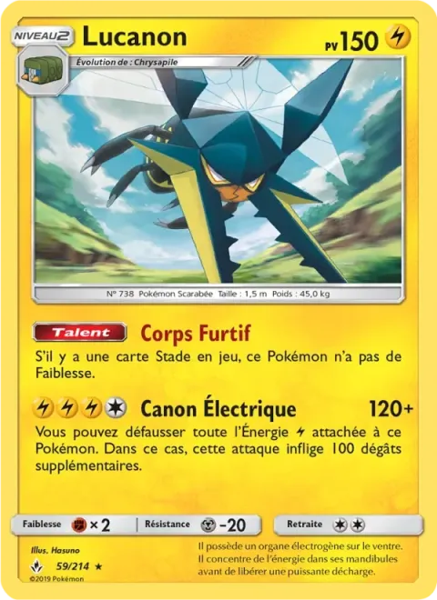 Carte Pokémon Lucanon 059/214, extension Alliance Infaillible
