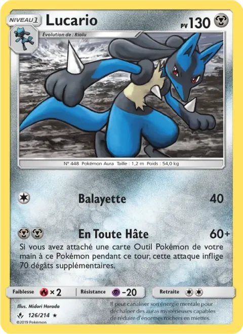 Carte Pokémon Lucario 126/214, extension Alliance Infaillible