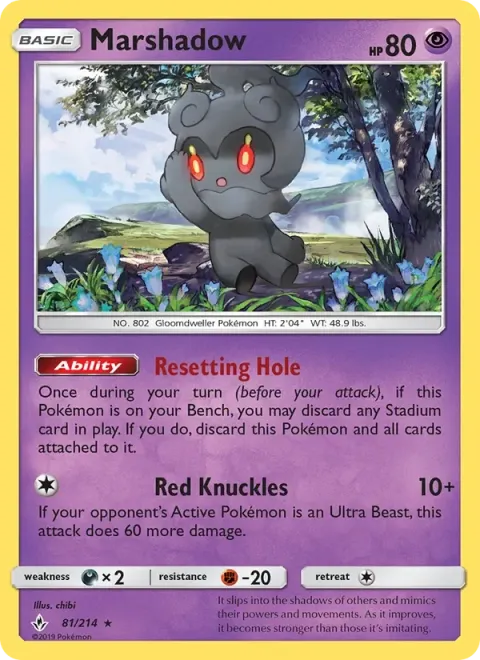 Carte Pokémon Marshadow 081/214, extension Alliance Infaillible